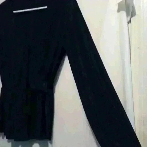 all in favor navy blue faux wrap top - Picture 4 of 6